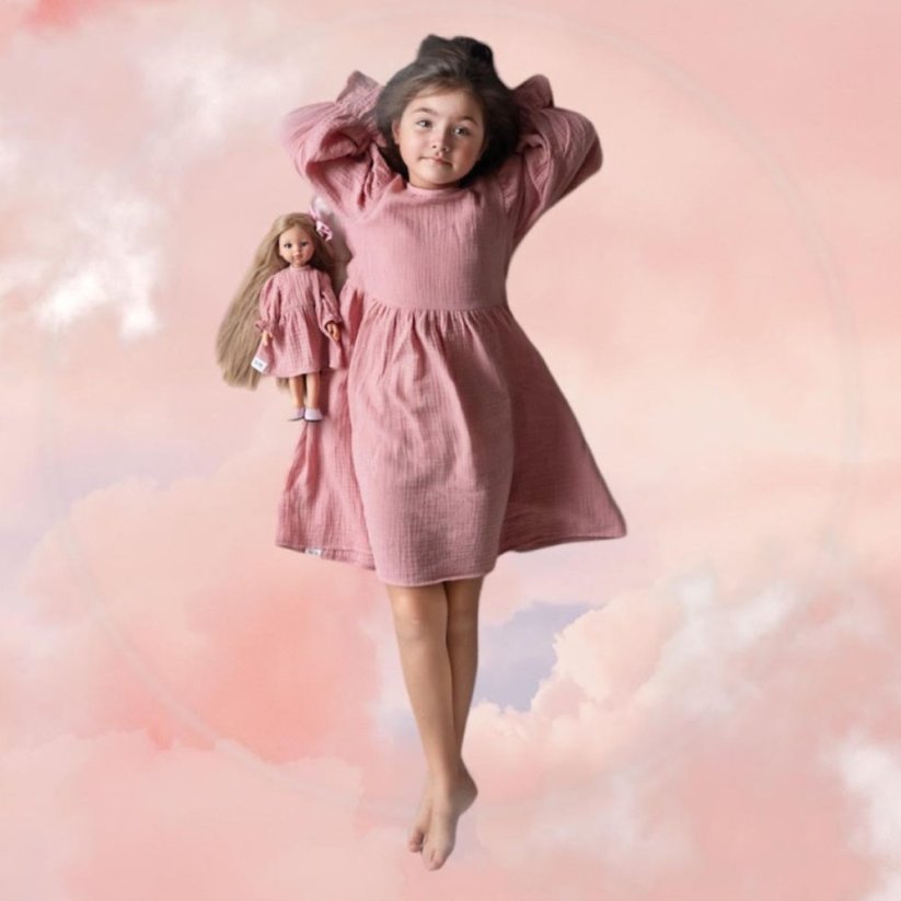 Dívčí mušelínové šaty By Loli - Old Pink Dream