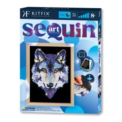 Třpytivá sada Sequin art vlk Kitfix - Blue premium 8+