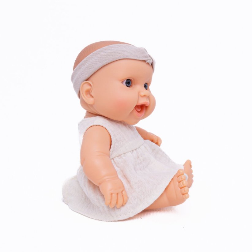 Šaty a čelenka pro panenku Los Peques 21 cm - By Loli - Boho Muslin Cream