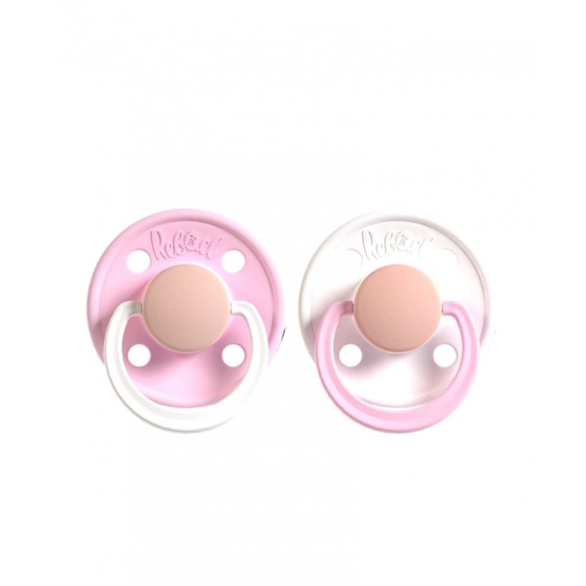 Dudlíky Rebael z přírodního kaučuku 2 ks - Rising Soft Fox/Snowy Soft Flamingo - 0-6 měsíců (velikost 1)