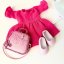 Šaty, kabelka a boty pro panenku Paola Reina a Minikane 32 cm By Loli - Set Pink chic