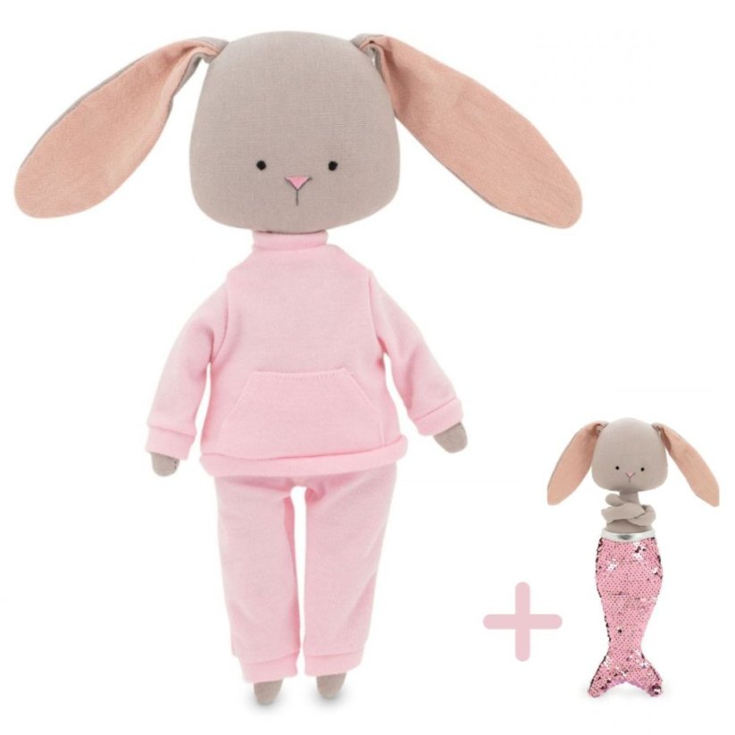 Látkový zajíček s extra ploutví 30 cm Orange Toys - Lucy The Bunny - Pink Tracksuit / Mermaid tail