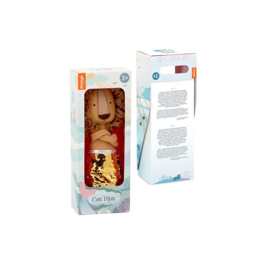 Látkový lvíček s ploutví 30 cm Cotti Motti Orange Toys - Simon Mermaid tail