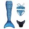 Kostým mořské panny Kuaki Mermaids - ocas, monofin ploutev a plavky - set 4 ks - Azul - XS 6-8 let