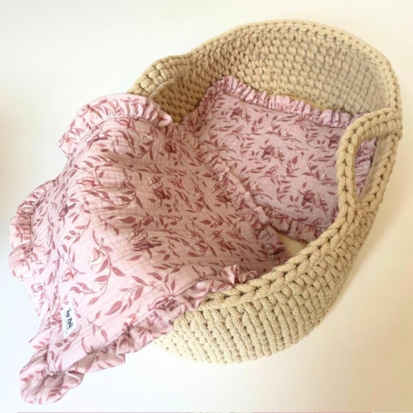 Pletený košík pro panenku BY LOLI - Béžový 43 cm