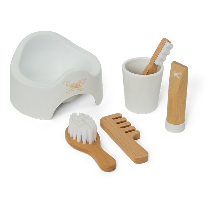 Dřevěný set pro péči o panenku s nočníkem - Nursery set with potty