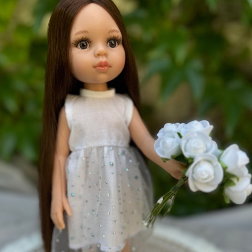 Šaty pro panenku Paola Reina a Minikane 32 cm By Loli - Glittery white