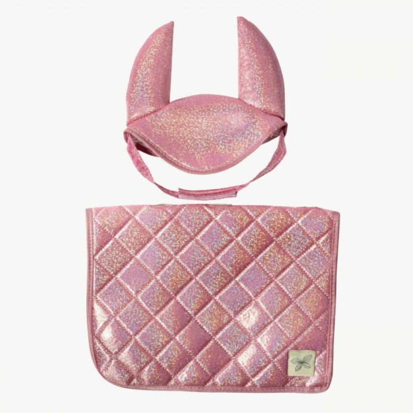 Čabraka s dekou na sedlo pro hobby horse koníka By Astrup - Pink Glitter