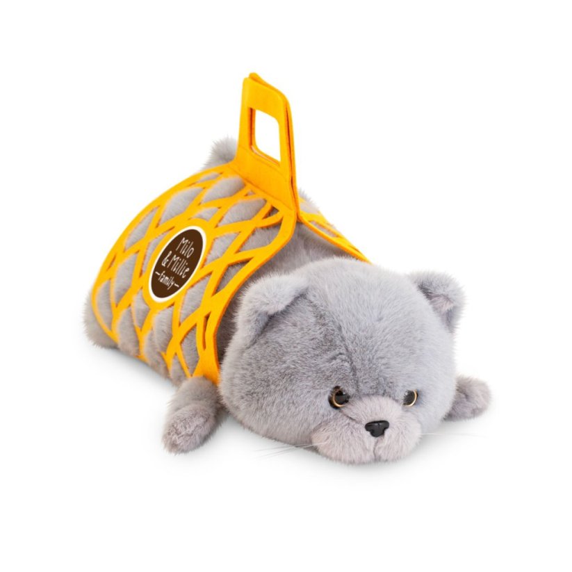 Plyšová ležící kočička v plstěném vaku Orange Toys 56 cm - Milo the Grey Cat
