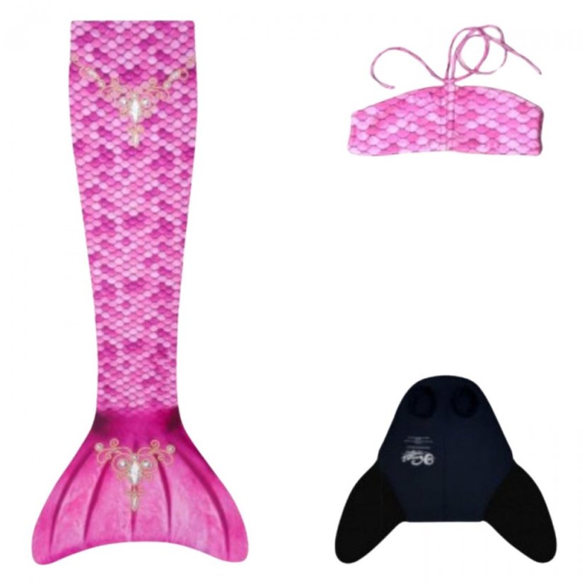 Kostým mořské panny Kuaki Mermaids - ocas, monofin ploutev a vrchní díl plavek - set 3 ks - Princess - XS 6-8 let
