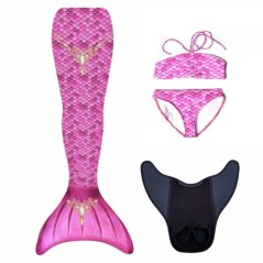 Kostým mořské panny Kuaki Mermaids - ocas, monofin ploutev a plavky - set 4 ks - Princess - L 12-15 let