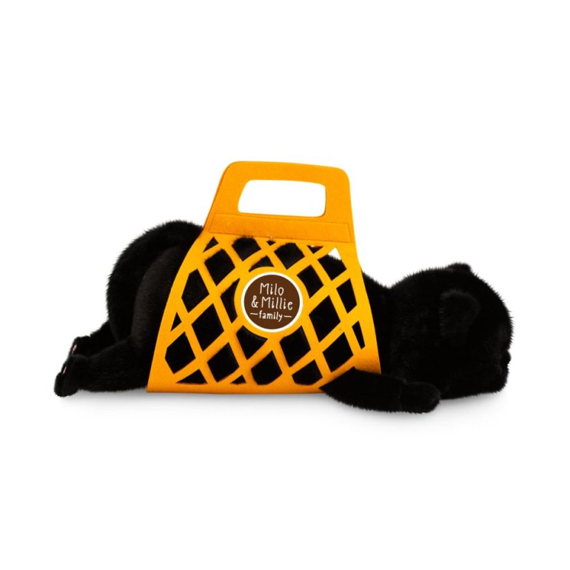 Plyšová ležící kočička v plstěném vaku Orange Toys 56 cm - Milo the Black Cat