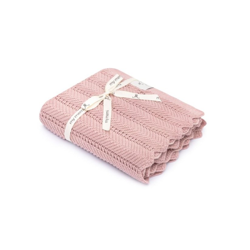 Bambusová deka se vzorem My Memi - Powder pink feathers