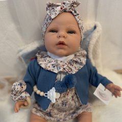 Realistické miminko s měkkým tělem 45cm De Cuna - Blue