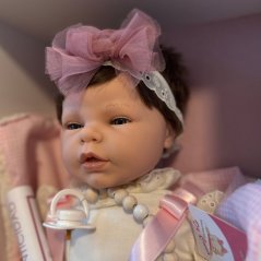 Realistické miminko s měkkým tělem 45cm De Cuna - Reborn Magdalena
