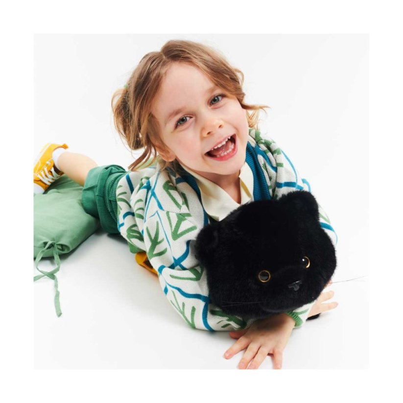 Plyšová ležící kočička v plstěném vaku Orange Toys 56 cm - Milo the Black Cat