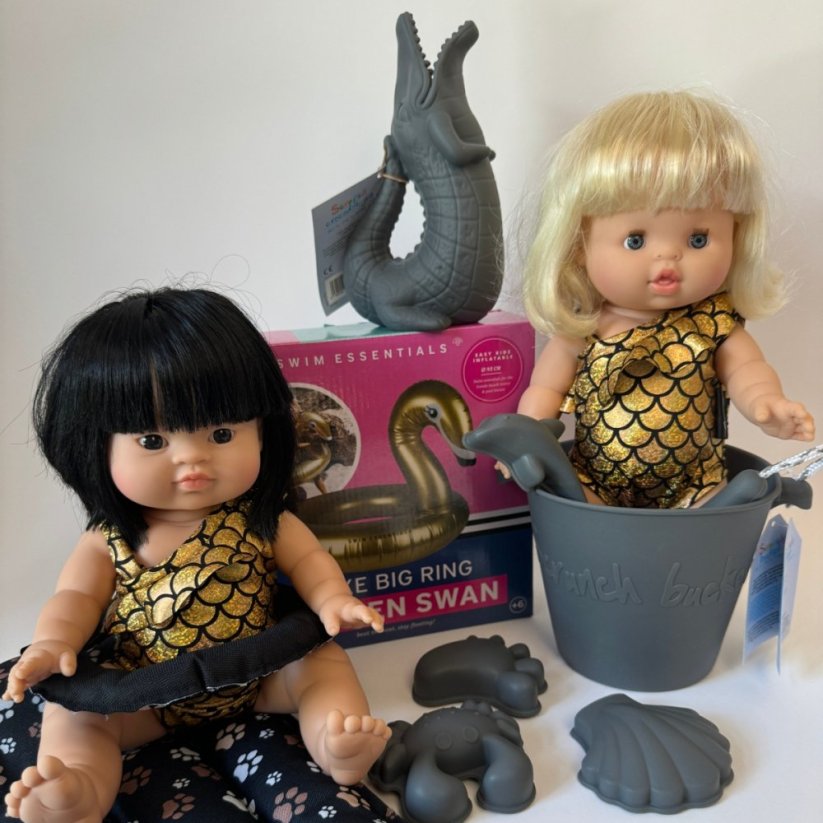 Plavky pro panenku 34 cm By Loli - Gold mermaid