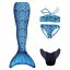 Kostým mořské panny Kuaki Mermaids - ocas, monofin ploutev a plavky - set 4 ks - Azul - M 10-12 let