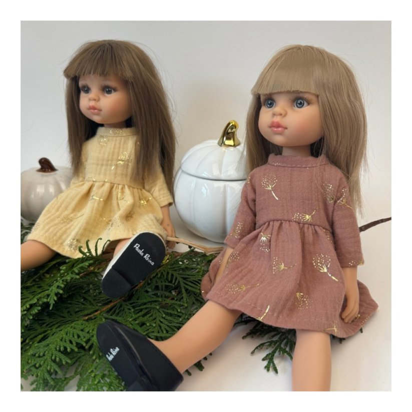 Šaty pro panenku Paola Reina a Minikane 32 cm By Loli - Classic - Beige Gold