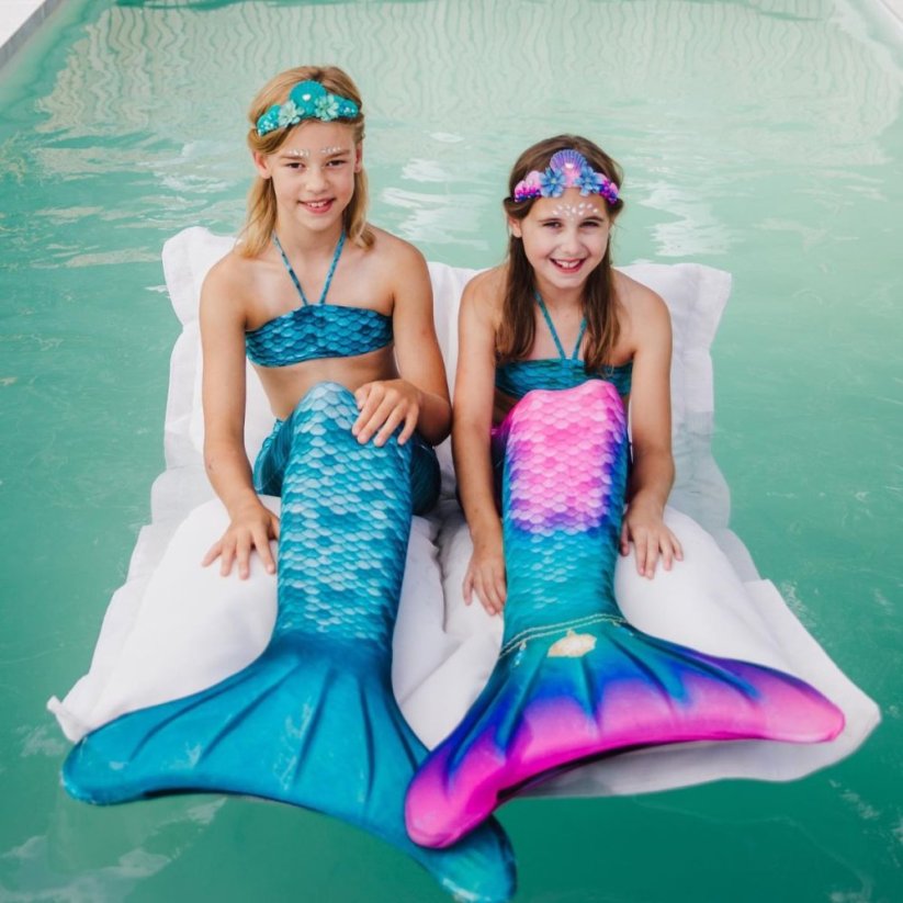 Kostým mořské panny Kuaki Mermaids - ocas, monofin ploutev a vrchní díl plavek - set 3 ks - Star - XS 6-8 let