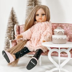 Kabátek s kapucí pro panenku Paola Reina a Minikane 32 cm By Loli - Pink Fluffy