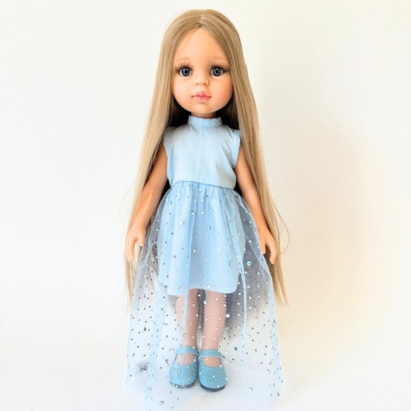 Šaty pro panenku Paola Reina a Minikane 32 cm By Loli - Glittery blue