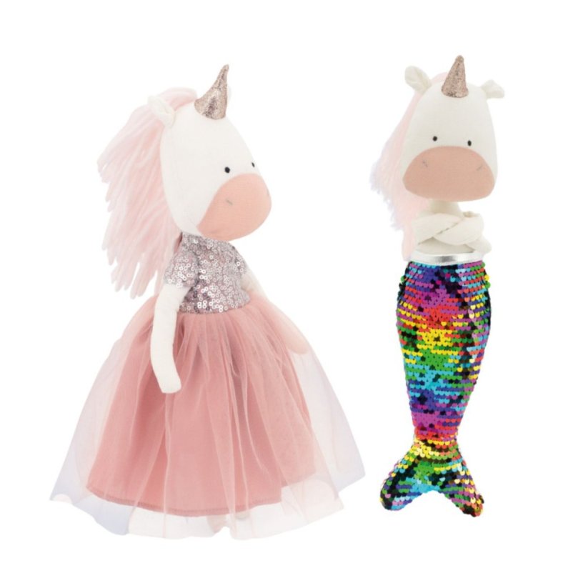 Látkový jednorožec s extra ploutví 29 cm Orange Toys - Daphne The Unicorn - Pink Dress \ Mermaid tail