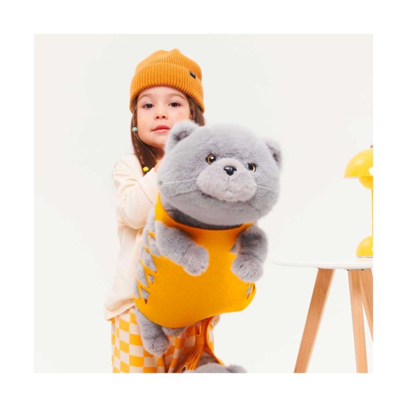 Plyšová ležící kočička v plstěném vaku Orange Toys 56 cm - Milo the Grey Cat