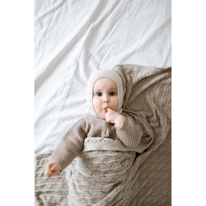 Bambusová ažurková deka My Memi - Light Beige