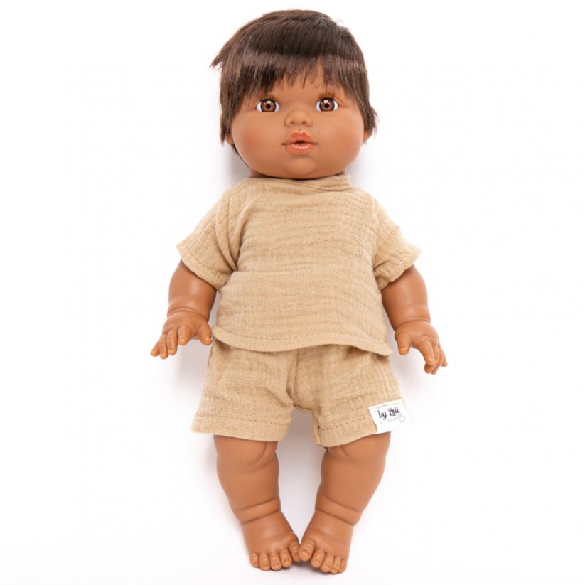 Set šortek a trička pro panenku 34 cm By Loli - Muslin Cappucino