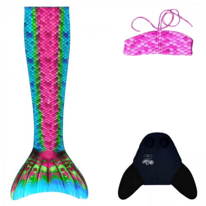 Kostým mořské panny Kuaki Mermaids - ocas, monofin ploutev a vrchní díl plavek - set 3 ks - Bali - XS 6-8 let