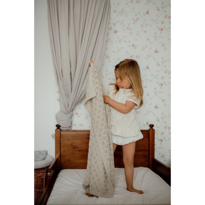 Bambusová ažurková deka My Memi - Light Beige