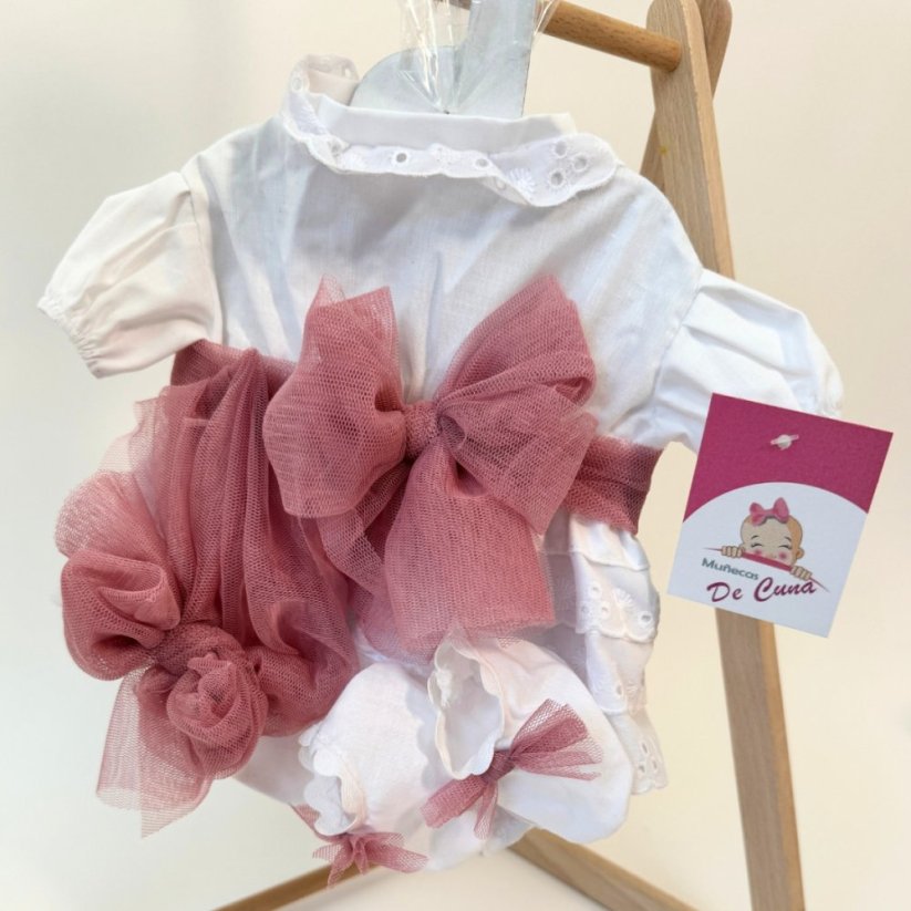 Oblečení pro panenku o velikosti 45cm De Cuna - White dress