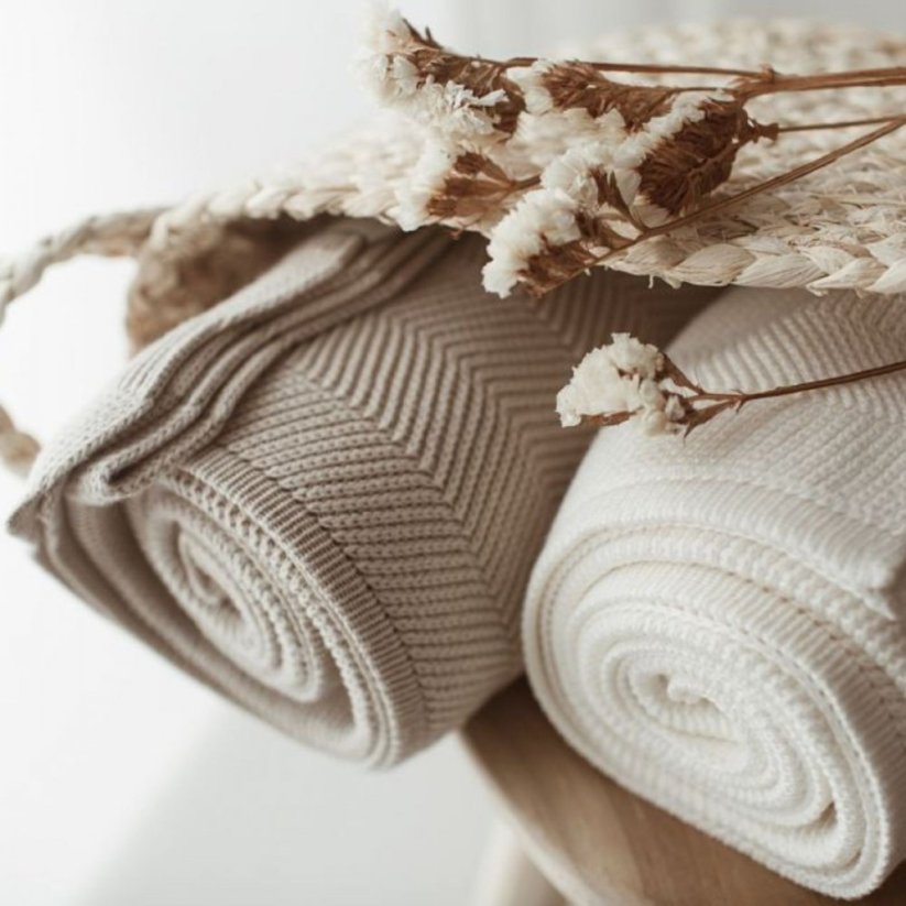 Bambusová deka My Memi - Light Beige fir
