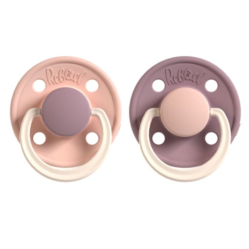 Dudlíky Rebael z přírodního kaučuku 2 ks - Misty Soft Mouse/Tornado Plum Mouse - 6-18 měsíců (velikost 2)