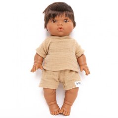 Set šortek a trička pro panenku 34 cm By Loli - Muslin Cappucino